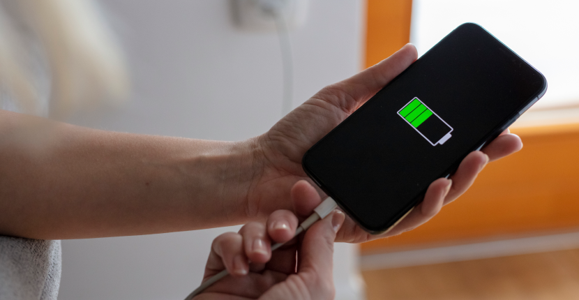 Plugging in a phone with 50% battery