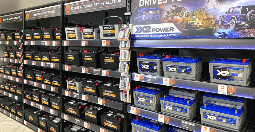 Shelves of Auto batteries