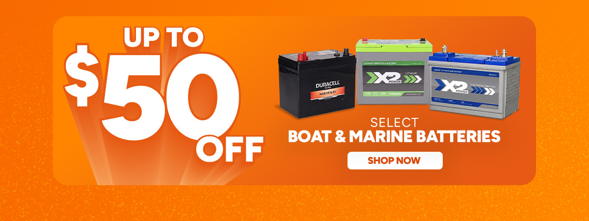 Up to $50 off select Boat & Marine Batteries. shop now