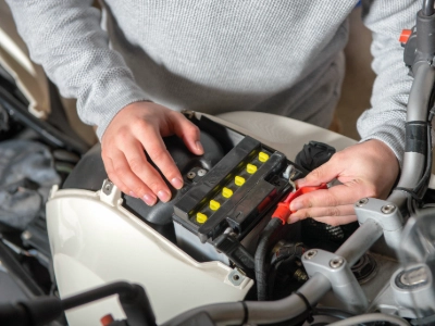 Checking the battery in a motorcycle