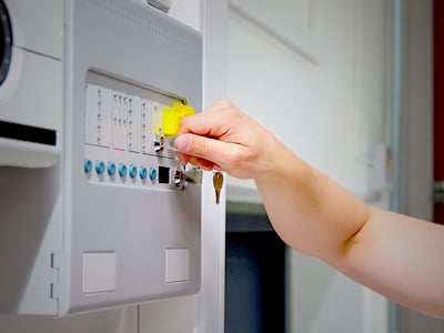 Turning a key on a security system