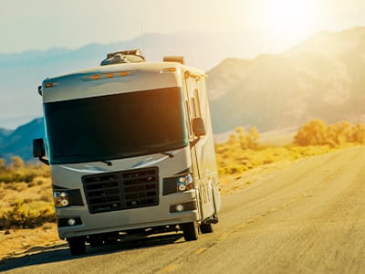 RV coming up a road
