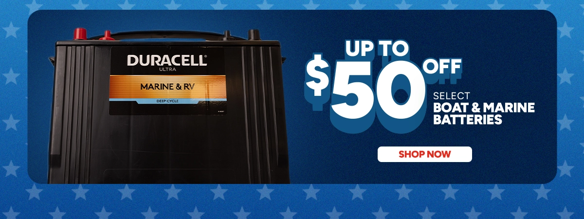 Up to $50 off select Boat & Marine Batteries. shop now
