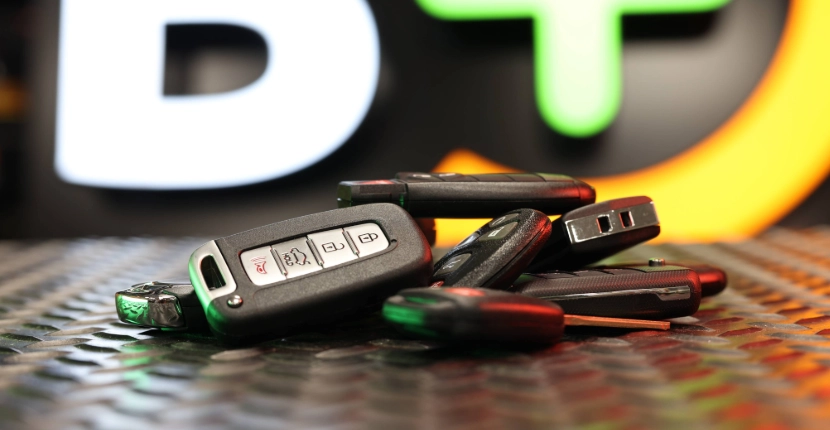 Auto keys and fobs on a counter