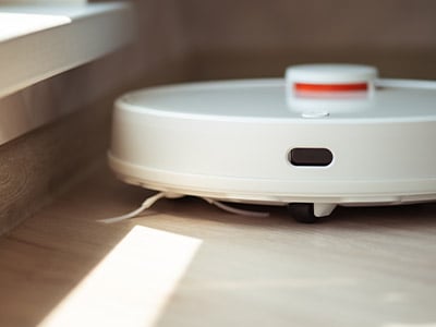 White robotic vacuum