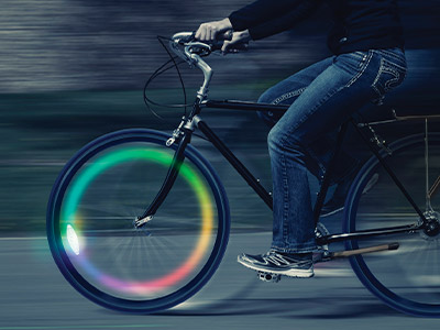 bike with lights in the wheel