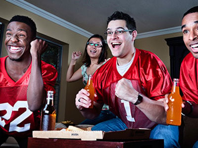cheering on a game
