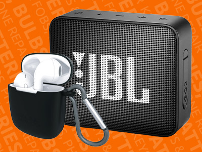 JBL Speaker and Tzumi Earbuds