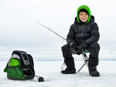 person ice fishing