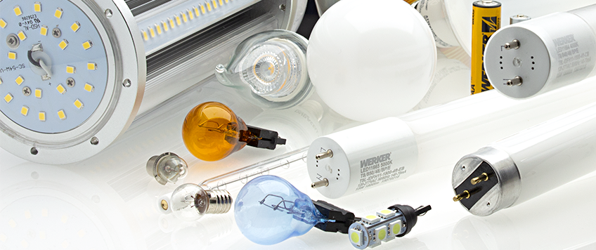 Collection of different types of light bulbs
