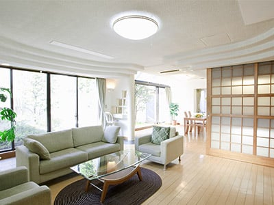 Well lit living room space