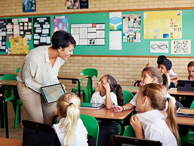 A teacher and her students