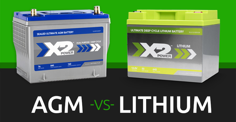 Lithium and AGM X2Power batteries