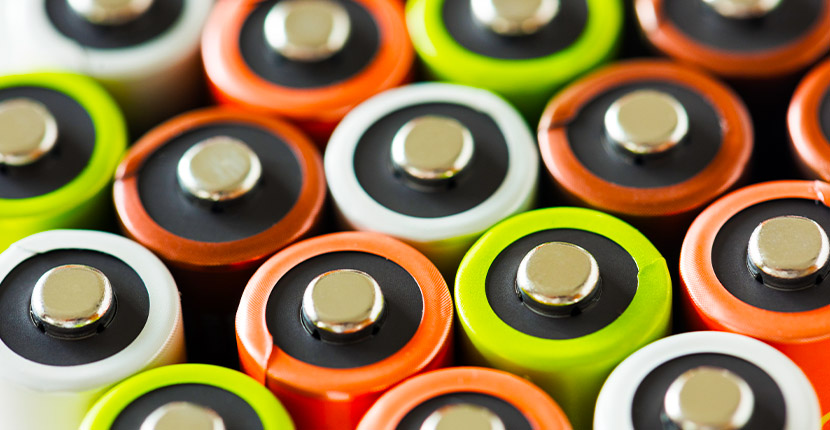 positive terminals of alkaline batteries