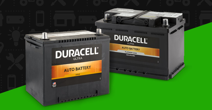 Two Duracell car batteries
