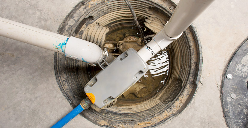 Overhead view of a sump pump