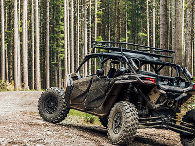 UTV in a wooded area
