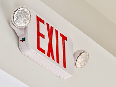 Emergency exit sign on a wall